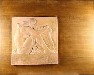 Art Deco Nude, Sculpture Mounted on Wood Panel