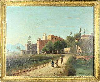 Italian Landscape, 19th Century, Oil on Canvas