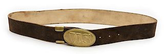 U.S. Buckle, Buff Leather Belt 