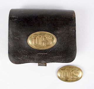 US Civil War Model 1858 Cartridge Box and US Belt Plate 