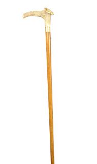 Gucci Malacca Cane with Antler Handle and Tool