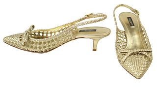 Dolce & Gabbana Gold Braided Slingback Pumps