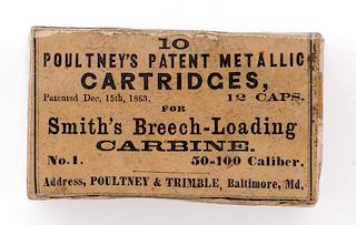 Empty Box of Ten Patent Cartridges for Smith's Breech-loading Carbine 
