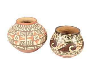 (2) Native American & Southwestern Polychrome Jars