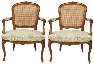 Pair of French Fauteil Chair, Upholstered