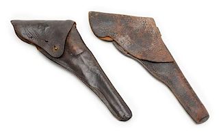 Two Flap Leather Holsters Including One Holster with Possible Confederate Usage 