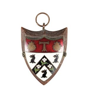 Enameled Family Crest with Wooden Backing