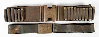 Model 1878 Waist Belt and a Model 1886 Mills Cartridge Belt  