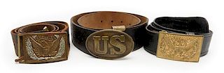 US Military Belts with Buckles, Lot of Three 