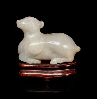 A White Jade Ram-Form Water Dropper
Height 2 1/4 in., 5.7 cm.