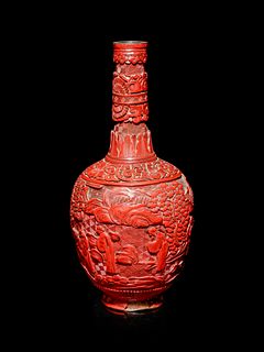 A Cinnabar Lacquer Bottle Vase
Height 10 in., 25.4 cm.