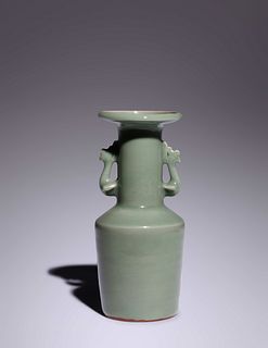 A Longquan Celadon Glazed Porcelain Mallet Vase
Height 7 1/8 in., 18 cm.