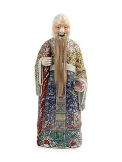 A Large Famille Rose Porcelain Figure of Shoulao
Height 22 in., 55.88 cm