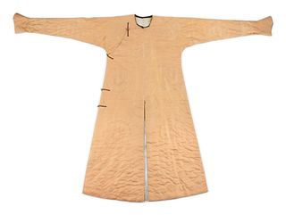 A Pale Yellow Silk and Cotton Padded Winter Robe
Length 53 in., 134.6 cm.