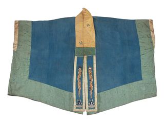A Blue Ground Embroidered Silk Daoist Priest's Robe
Height 46 x width 74 in., 116.8 x 188 cm.