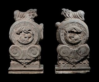 A Pair of Bearing Stones, Menzhenshi
Height 37 in., 94.1 cm 