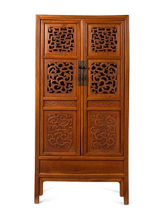 A Softwood Cabinet, Fangjiaogui
Height 76 x width 38 x depth 17 1/2 in., 193 x 96.5 x 44.5 cm.