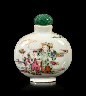 A Famille Rose Porcelain Snuff Bottle
Height overall 2 3/4 in., 7 cm.