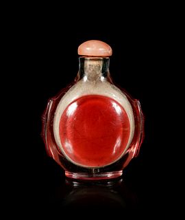 A Red Overlay Clear Glass Snuff Bottle
Height overall 2 1/4 in., 5.7 cm.