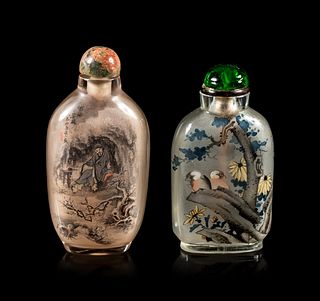 Two Inside Painted Glass Snuff Bottles
Height of taller overall 3 in., 7.6 cm.
