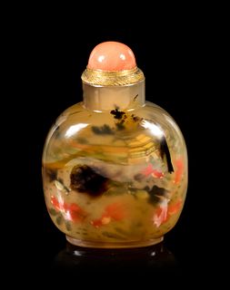 An Inside Painted Agate Snuff Bottle
Height overall 2 3/4 in., 7 cm.