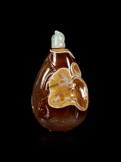 A Carved Agate Jujube-Form Snuff Bottle
Height overall 3 in., 7.6 cm