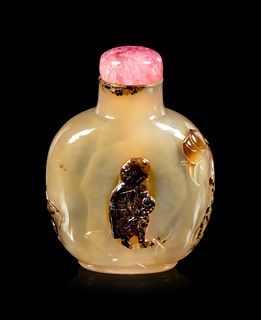 A Carved Agate Snuff Bottle
Height overall 2 7/8 in., 7.3 cm. 