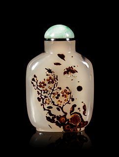 A Well Carved Silhouette Agate Snuff Bottle
Height overall 3 3/8 in., 8.6 cm. 