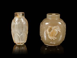 Two Hardstone Snuff Bottle 
Height of largest 2 1/2 in., 6.4 cm.