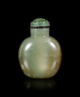A Greyish Green Jade Snuff Bottle
Height overall 2 3/4 in., 7 cm.