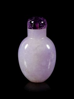 A Lavender Jadeite Snuff Bottle
Height overall 2 3/8 in., 6 cm.