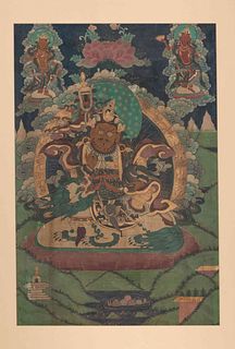 A Tibetan Thangka
Height of image 30 x width 20 in., 76.2 x 50.8 cm.