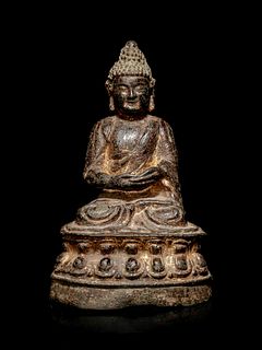 A Bronze Figure of Seated Shakyamuni BuddhaHeight 6 1/2 in., 16.5 cm.