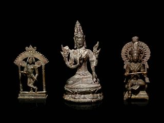 Three Southeast Asian Bronze Figures of Deities
Height of tallest 6 1/4 in., 16 cm