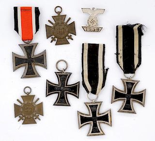 German WWI & WWII 2nd Class Iron Cross Awards Lot of Seven 