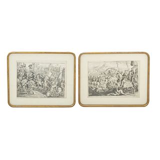 Lamorlet, J. Grabados 28.5 x 38 cm. El Emperador Carlos V. y el Rey Fernando su hermano socorren á Vienna, sitiada por...Pzs: 2.