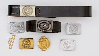 German WWII Belts and Buckles, Lot of Seven 