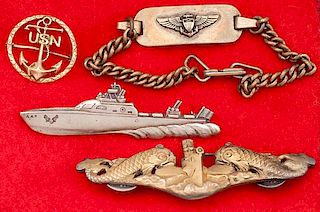 US WWII Navy Insignia, Lot of Four 