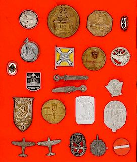 German WWII Tinnies and Pins, Lot of Twenty-Two 