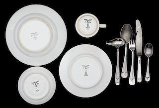 German WWII Luftwaffe Mess and Flatware, Lot of Eight 