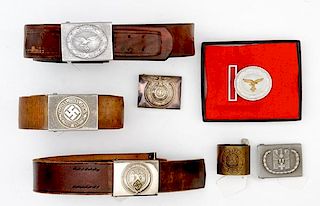 German WWII Belts and Buckles, Lot of Six 