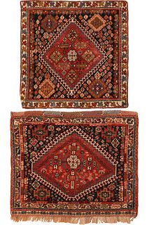 Two Antique Persian Gashgai bags, 1 ft 9 in x 1 ft 9 in & 1 ft 10 in x 2 ft 3 in