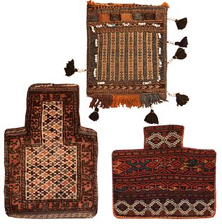 Collection of three Persian Salt bags 1 ft 5 in x 1 ft 9 in & 1 ft 2 in x 1 ft 6 in & 1 ft 6 in x 1 ft 7 in