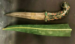 Mughal Style , India Jade Handle Steel Dagger. Size 12 1/2 inches length.