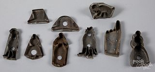 Figural tin cookie cutters, 19th c.