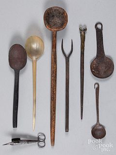 Wood, bone, and iron utensils, 19th c.