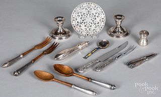 Group of sterling silver mounted utensils