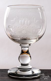 Etched glass marriage goblet