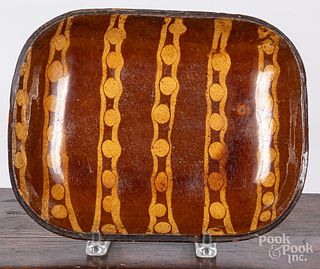 English slip decorated redware loaf dish, 19th c.