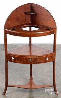 George III mahogany corner basin stand, ca. 1800,